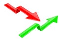 Up and Down arrows. 3d financinal indication graph signs