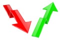 Up and Down arrows. 3d financinal indication graph signs