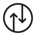 Up down arrows icon inside the circle. upward, downward business logo two-way arrow symbol vector for your website design, logo,