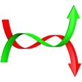 Up and down arrows. Red and green shiny signs Royalty Free Stock Photo