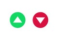 Up and down buttons. Red arrow and green indicating direction