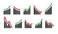 Up and down graph chart icon. Growth increase and decrease sign. Graph or diagram with arrow going up and down. Vector Royalty Free Stock Photo