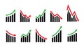 Up and down graph chart icon. Growth increase and decrease sign. Graph or diagram with arrow going up and down. Vector Royalty Free Stock Photo