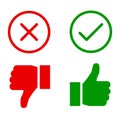 Up and down index finger with check mark and cross Royalty Free Stock Photo