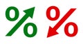 Up and down percent icon - vector