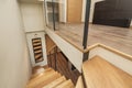 Up And Down Stairs Of A Residential Loft House With Wooden Steps