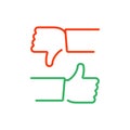 Up and down thumbs icon. Royalty Free Stock Photo