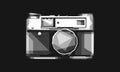 grayscale cool camera with advanced lens design cartoon wpap popart