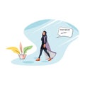 cool illustration woman walking cartoon minimalist vector illustration