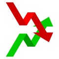 Up and down financial arrows Royalty Free Stock Photo