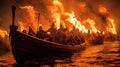 Up Helly Aa (Shetland, Scotland) - A fire festival featuring torchlight processions and burning a Viking longship Royalty Free Stock Photo