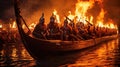 Up Helly Aa (Shetland, Scotland) - A fire festival featuring torchlight processions and burning a Viking longship Royalty Free Stock Photo