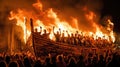 Up Helly Aa (Shetland, Scotland) - A fire festival featuring torchlight processions and burning a Viking longship Royalty Free Stock Photo