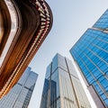 Up looking Skyscrapers with skyline in Shanghai Royalty Free Stock Photo