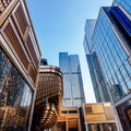 Up looking Skyscrapers with skyline in Shanghai Royalty Free Stock Photo