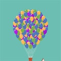 Up movie icon. House in the air on balloons Royalty Free Stock Photo