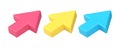 Up right arrow direction cursor interface pointer next button web element 3d icon set vector Royalty Free Stock Photo