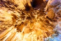 Up risen angle view of Stalactite stalactites with color lighting Royalty Free Stock Photo