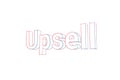 Up Sell - 3D Text illustration - Words with colored lines tilde and orange on white