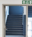 Up only sign at high school stairs to keep students socially distant