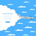 Up in the sky poster with propeller airplane