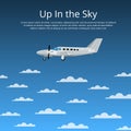 Up in the sky poster with propeller airplane