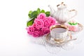 ÃÂ¡up of tea and roses Royalty Free Stock Photo