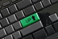 UP text on enter button of black keyboard. Royalty Free Stock Photo