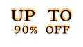 Up To 90% Off fire text effect white isolated background Royalty Free Stock Photo
