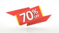 Up to 70% off special offer 3d rendering red digits banner, template seventy percent. Sale, discount, coupon. Red, yellow, white Royalty Free Stock Photo