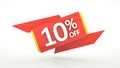 Up to 10% off special offer 3d rendering red digits banner, template ten percent. Sale, discount, coupon. Red, yellow, white Royalty Free Stock Photo