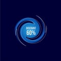 Up To 60% Wave Discount Sale Vector Design Royalty Free Stock Photo