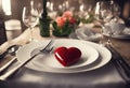 up two close forks two table set Heart Royalty Free Stock Photo