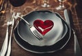 up two close forks two table set Heart Royalty Free Stock Photo