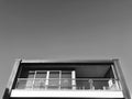 Balcony of a stylish building. monochrome photo.