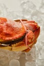 Up view of frozen uncooked crab