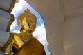 Up view Gold Buddha statue in the arch , thailand