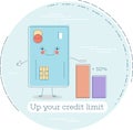 Up your credit limit concept in line art style