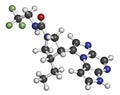 Upadacitinib drug molecule. Second generation janus kinase inhibitor with selectivity for JAK1. 3D rendering. Atoms are.