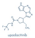 Upadacitinib drug molecule. Second generation janus kinase inhibitor with selectivity for JAK1. Skeletal formula.