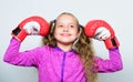 Upbringing for leader. Strong child boxing. Sport and health concept. Boxing sport for female. Sport upbringing. Skill