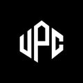 UPC letter logo design with polygon shape. UPC polygon and cube shape logo design. UPC hexagon vector logo template white and Royalty Free Stock Photo