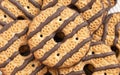 An Upclose Backgorund of Fudge Striped Shortbreak Cookies Royalty Free Stock Photo