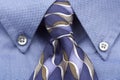 Upclose of blue shirt and tie