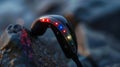 An upclose look at a compact voiceactivated earpiece with a series of colorful lights indicating the users current