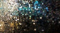 An upclose look at a large wall installation made from layers of discarded CDROMs and floppy disks creating a sparkling Royalty Free Stock Photo