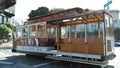 An upclose picture of a tram in San Francisco