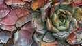 An upclose shot of a succulents skin resembles a mosaic with a mixture of smooth and rough patches creating a visually