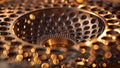An upclose view of the combustion chamber in an advanced biofuel engine reveals intricate patterns and designs meant to