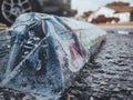 Upclose view of a wet newspaper